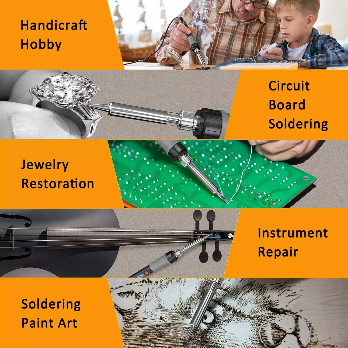 90W Digital Soldering Iron Kit with LCD Display, Adjustable Temperature Electric Soldering Iron, Fast Heating Welding Tool with 5 Replaceable Tips & Solder Wire for Electronics Repair, DIY & Circuit Board Work