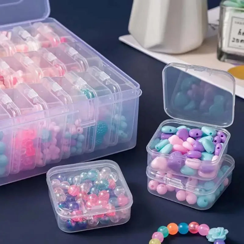 Durable 45-Compartment Clear Plastic Organizer Box - Small Storage Containers for Beads, Jewelry & Small Items