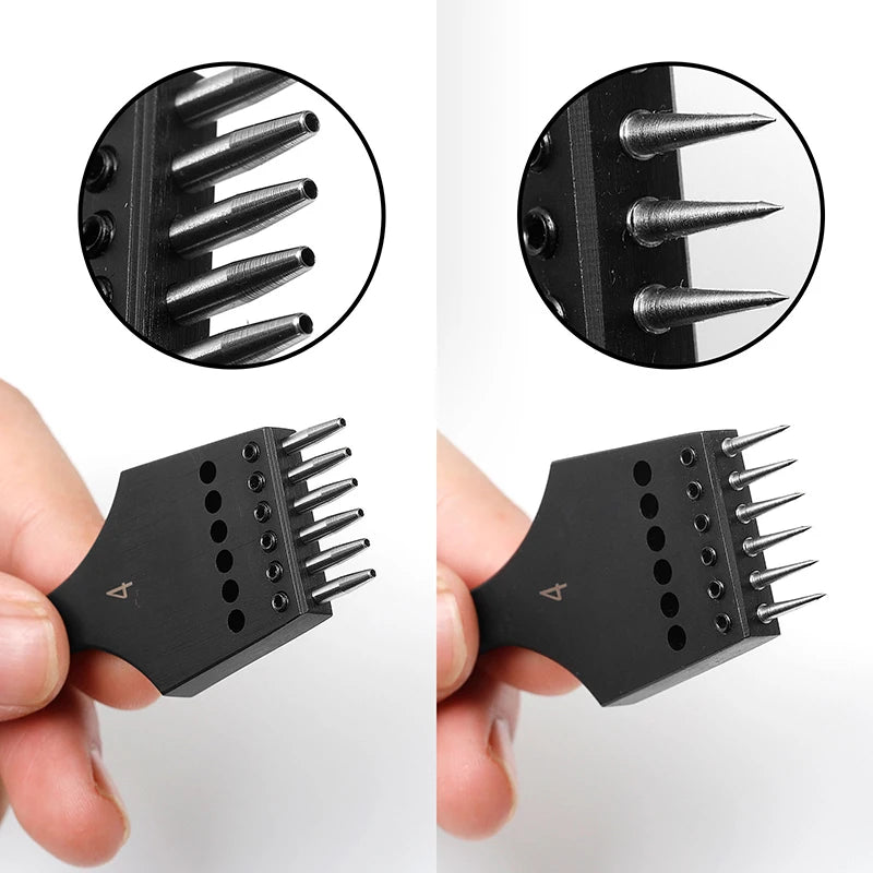WUTA 2nd Generation Sharp Head Replaceable Pricking Iron Removable Round Hole Punch Leather Craft Chisel DIY Leather Tools