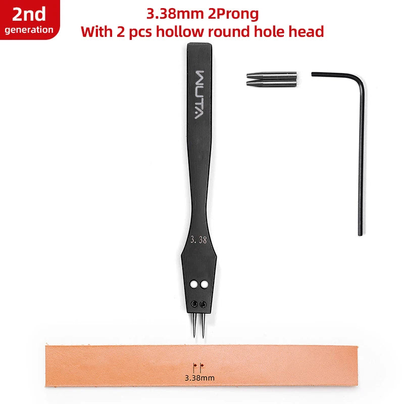 WUTA 2nd Generation Sharp Head Replaceable Pricking Iron Removable Round Hole Punch Leather Craft Chisel DIY Leather Tools