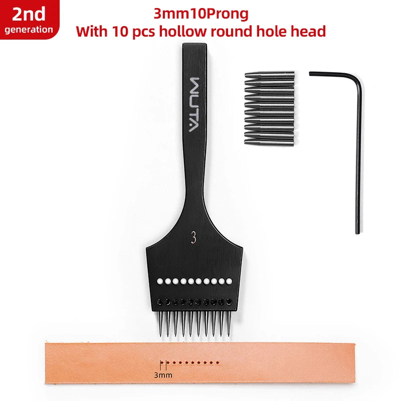 WUTA 2nd Generation Sharp Head Replaceable Pricking Iron Removable Round Hole Punch Leather Craft Chisel DIY Leather Tools