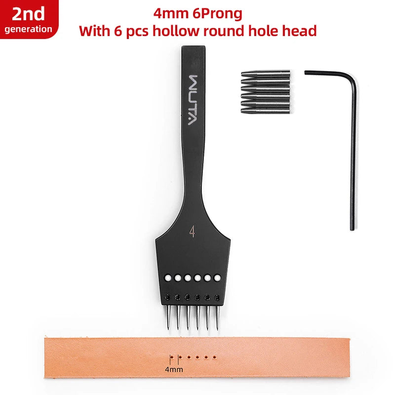 WUTA 2nd Generation Sharp Head Replaceable Pricking Iron Removable Round Hole Punch Leather Craft Chisel DIY Leather Tools