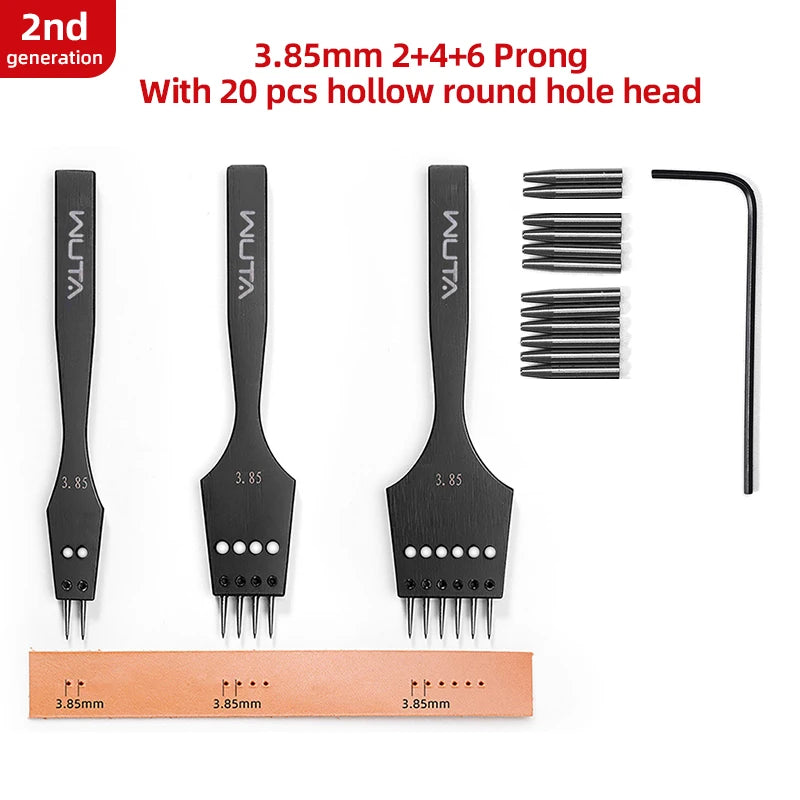 WUTA 2nd Generation Sharp Head Replaceable Pricking Iron Removable Round Hole Punch Leather Craft Chisel DIY Leather Tools