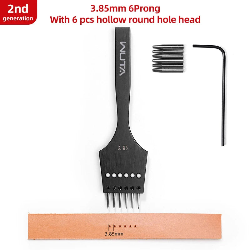 WUTA 2nd Generation Sharp Head Replaceable Pricking Iron Removable Round Hole Punch Leather Craft Chisel DIY Leather Tools