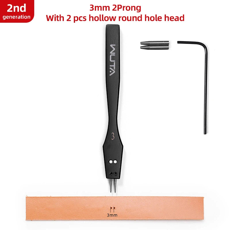 WUTA 2nd Generation Sharp Head Replaceable Pricking Iron Removable Round Hole Punch Leather Craft Chisel DIY Leather Tools