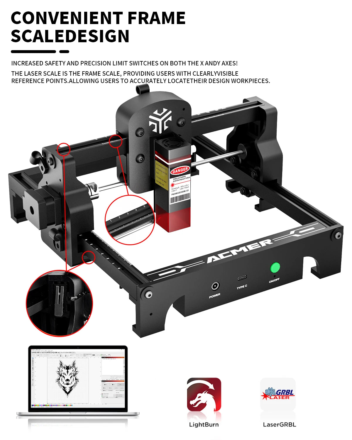 ACMER 4.5W Mini Portable Laser Engraver Logo DIY Laser Engraving Machine CNC Laser Cutter Pre-assembled For Wood tag CNC Machine