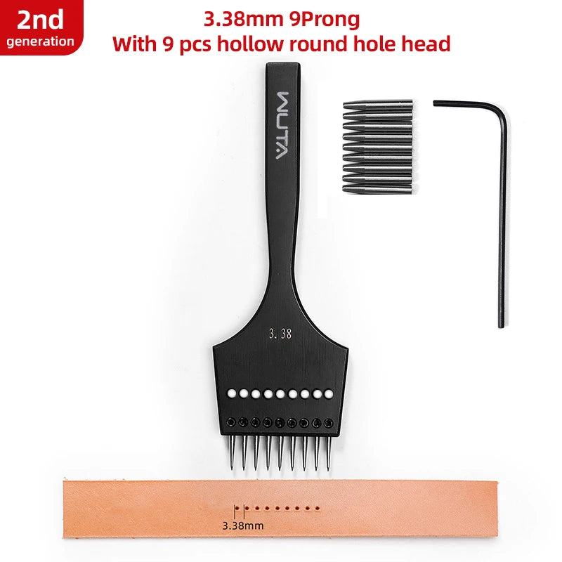 WUTA 2nd Generation Sharp Head Replaceable Pricking Iron Removable Round Hole Punch Leather Craft Chisel DIY Leather Tools