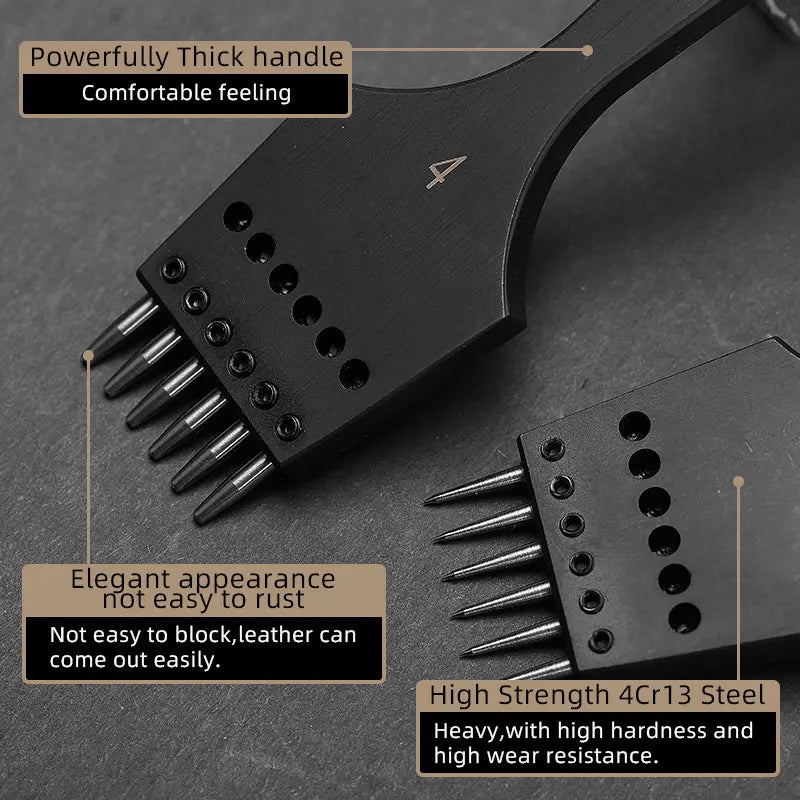 WUTA 2nd Generation Sharp Head Replaceable Pricking Iron Removable Round Hole Punch Leather Craft Chisel DIY Leather Tools