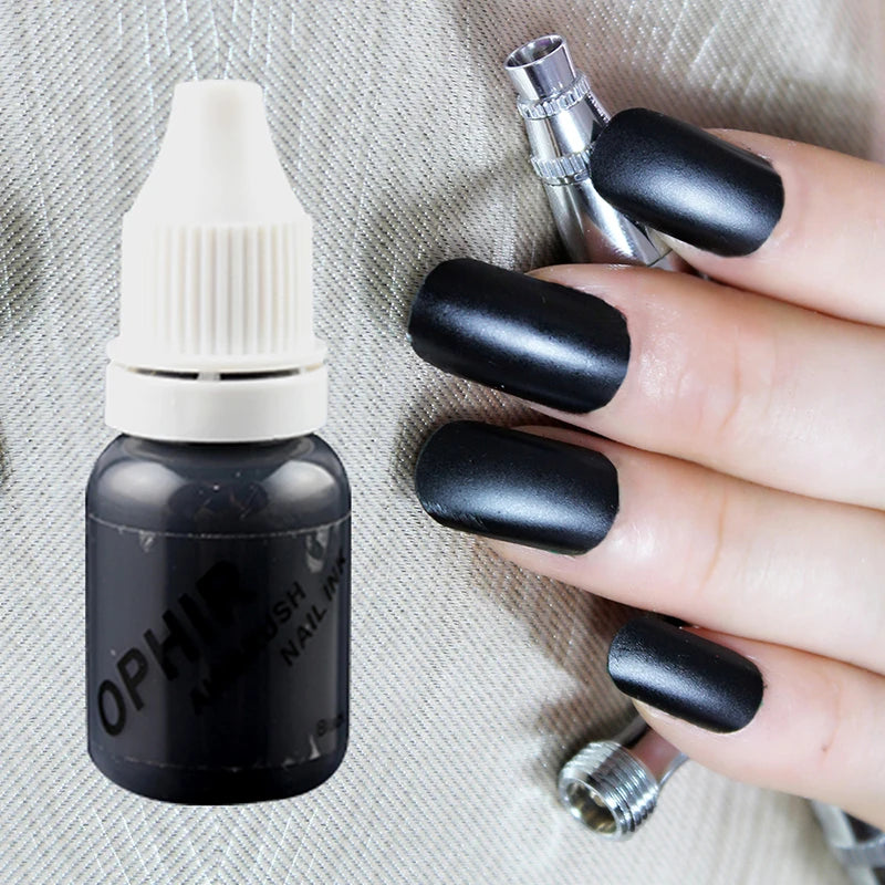 OPHIR 12 Colors Airbrush Nail Art Inks Airbrush Nail Pigments for Nail Stencils Painting 10ML/Bottle Nail Tools _TA098(1-12)