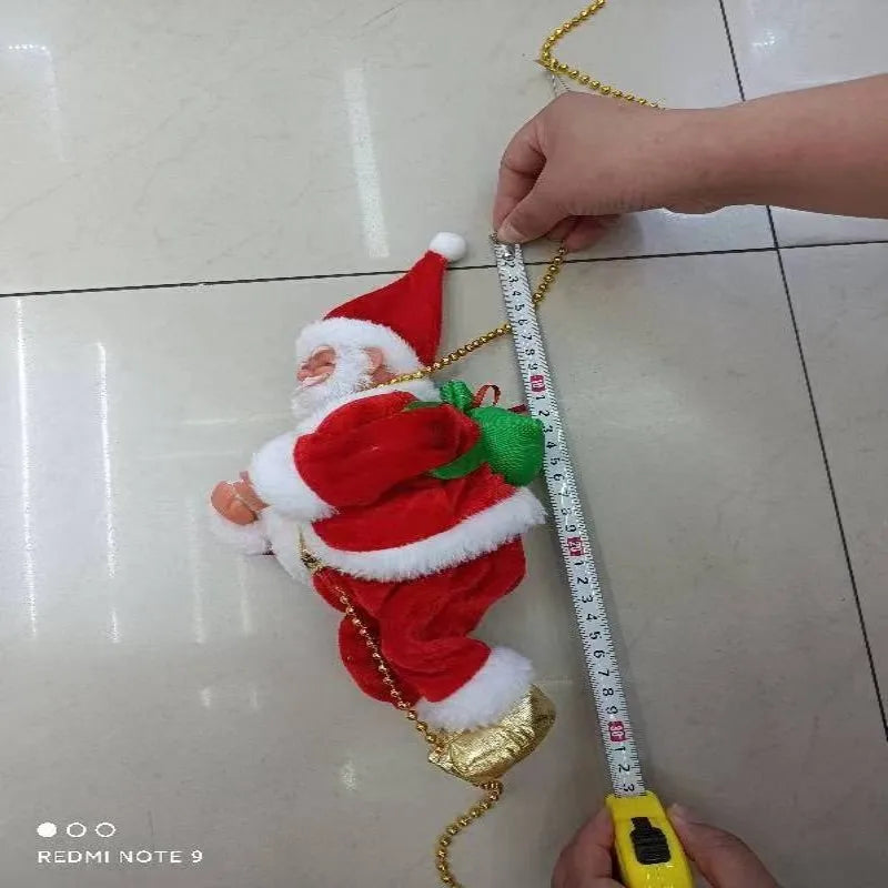 Santa Claus who can climb the rope, electric toys, ladder beads, Christmas gifts, decorative music doll beads
