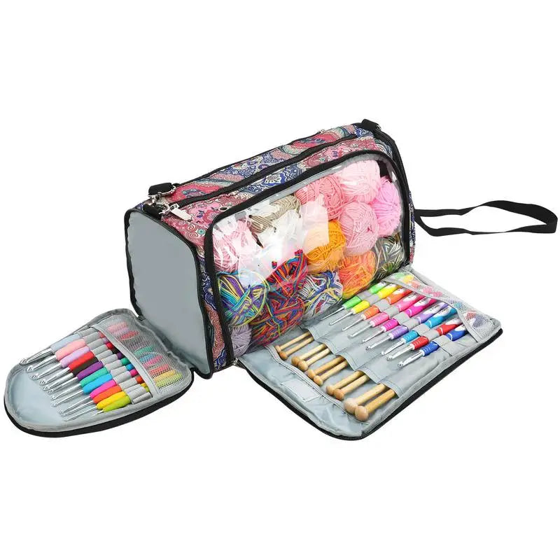 Yarn Storage Bag Large Organizer For Crochet Hooks Needles Knitting Bag For Crochet Hooks Knitting Needles Project And Supplies