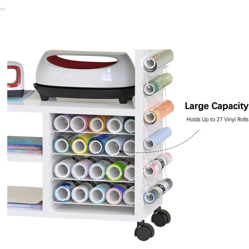 Rolling Craft Cart with Storage Drawers & Wheels - Mobile Craft Organizer Heavy Duty