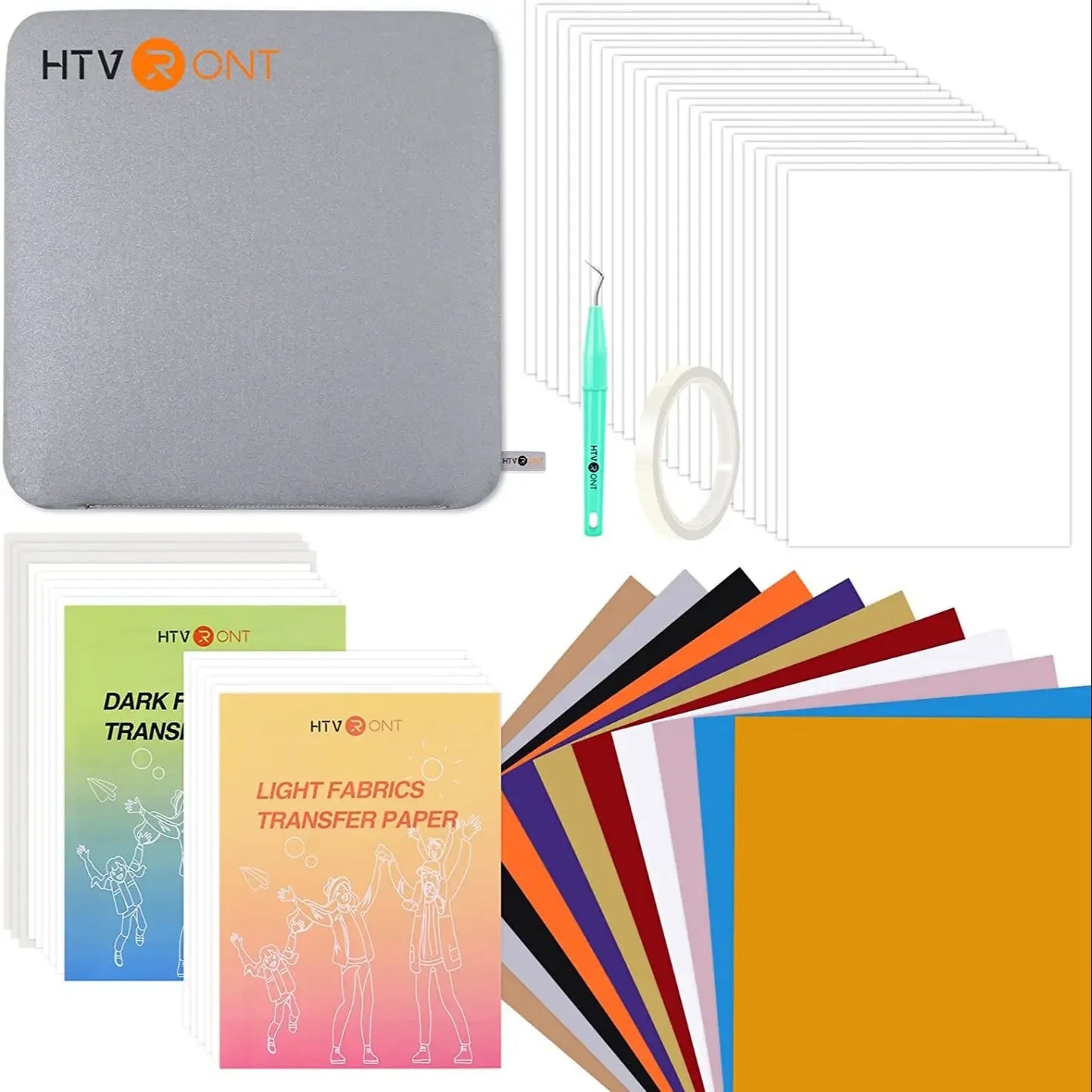 HTVRONT 52pcs Heat Press Supplies Accessories for Beginners Cricut Clothing T-shirtSublimation Paper Pad Kits