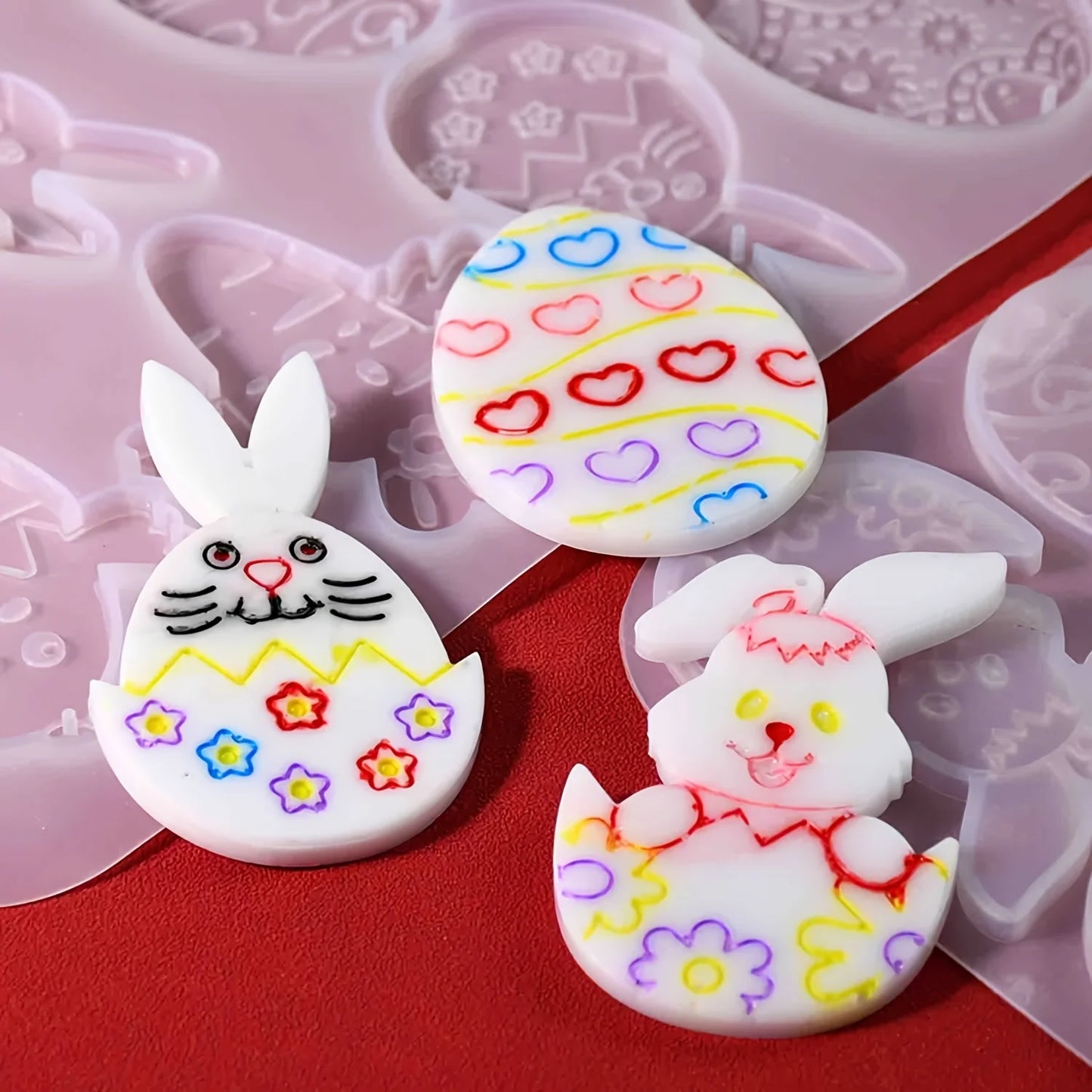A style of 8 straight Easter egg bunny full page pendant decoration, DIY handmade crafts for enthusiasts, resin silicone drop gl