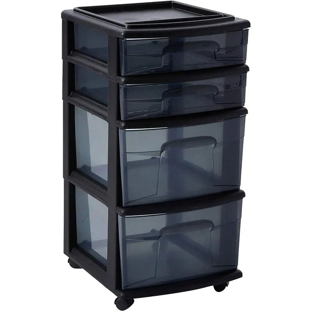 4-Tier Rolling Storage Cart Organizer with Clear Plastic Drawers Durable Craft Holder Easy Transport Cart
