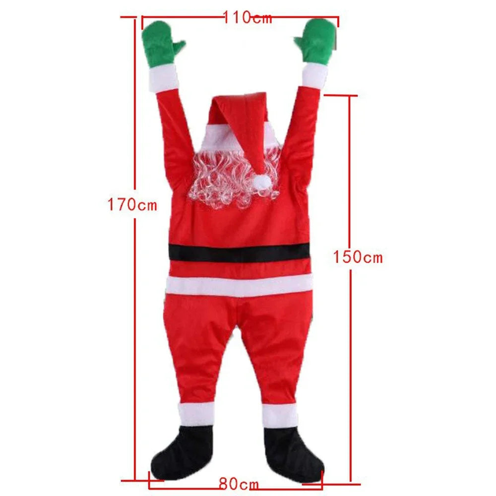 Climbing Santa Claus Plush 108/170cm Hanging Window Balcony Roof Chimney, Outdoor Home Christmas Decoration 2025 Festival Gift