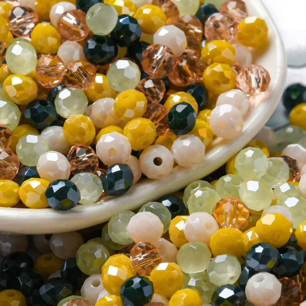 about 60g Faceted Glass Beads 4mm 6mm Rondelle Spacer Loose Beads for Earring Bracelet Necklace Jewelry DIY Craft Making
