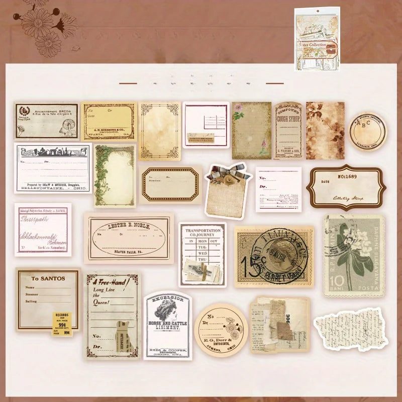 800pcs 4 Vintage Ephemera Pack for Junk Journaling & Scrapbooking (Light Retro DIY Kit)