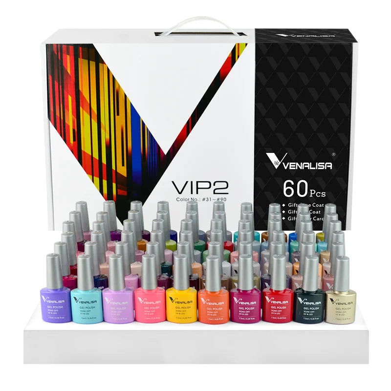 1Set VENALISA VIP Kit Whole Set Nail Gel Polish with Color Display For New Learner Nail Maincure Gel Varnish Branded Suitcase