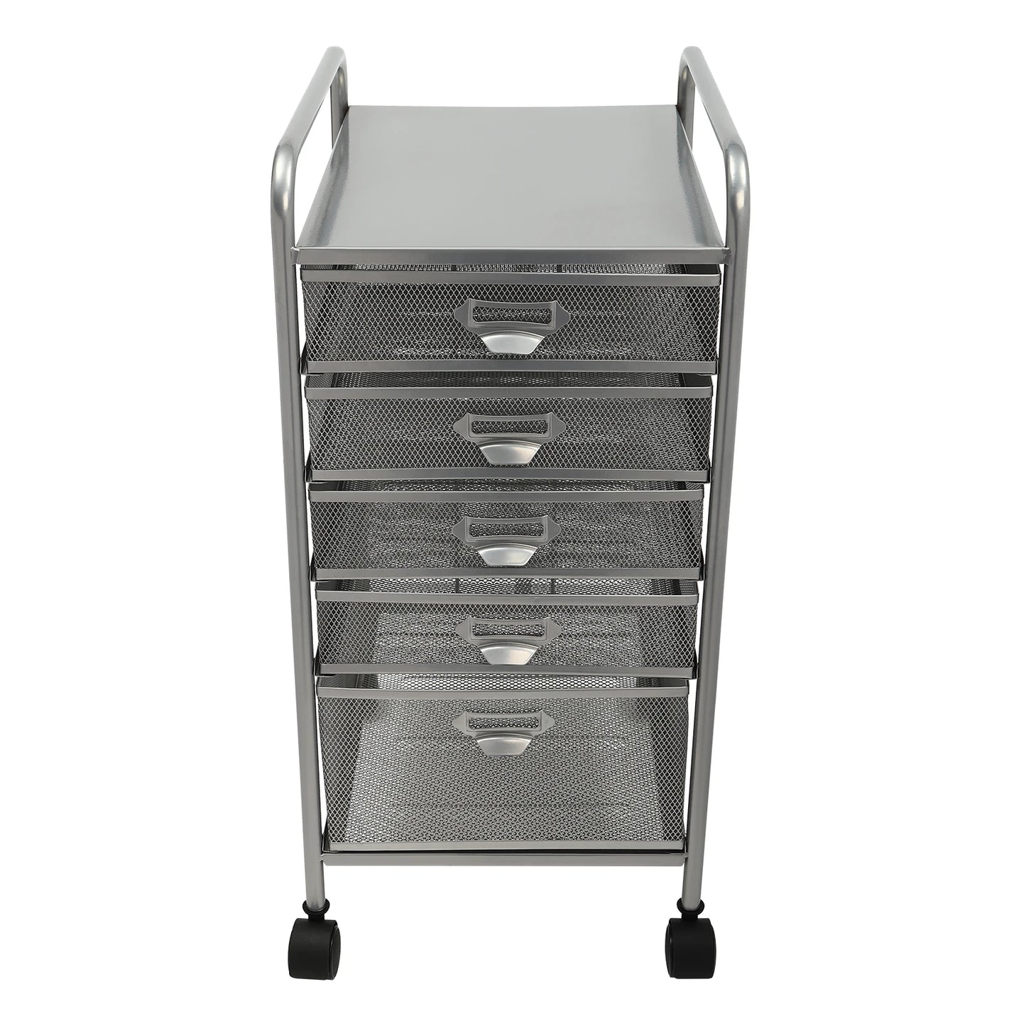 Rolling File Cabinet with 5 Drawers, Mesh Carts Craft Organizer with 4 Swivel 360° Wheels, Office Freestanding Supplies Storage