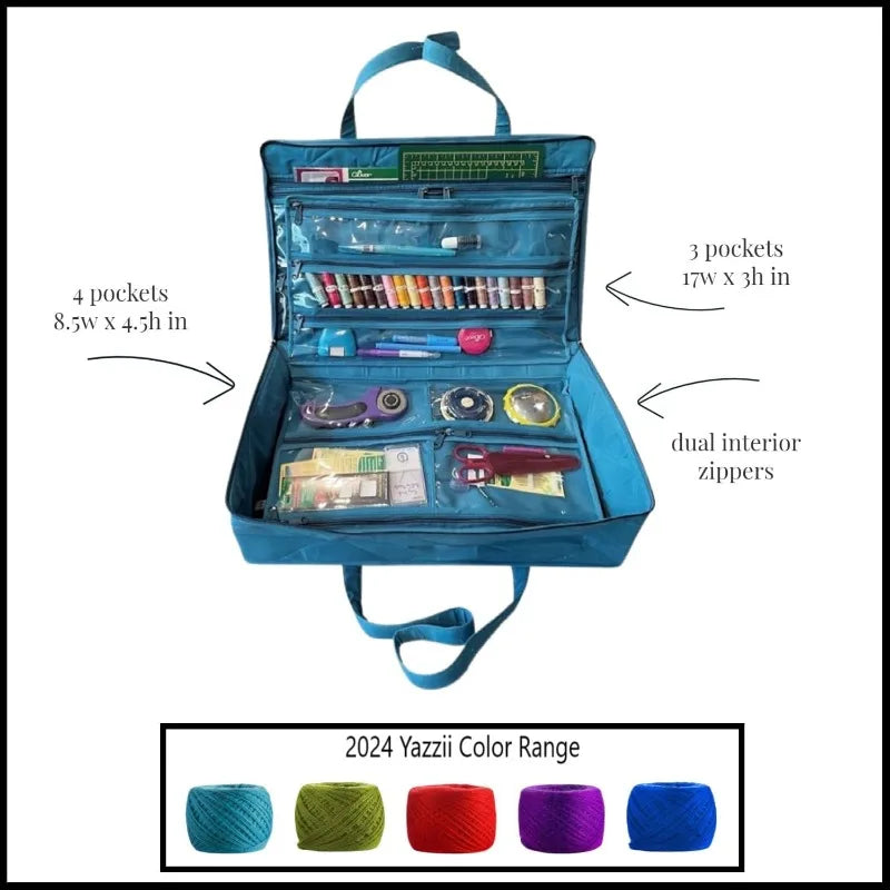 Craft Storage Bag with 20 pockets for Quilting Supplies, Sewing Notions, Embroidery &