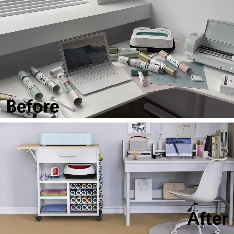 Rolling Craft Cart with Storage Drawers & Wheels - Mobile Craft Organizer Heavy Duty