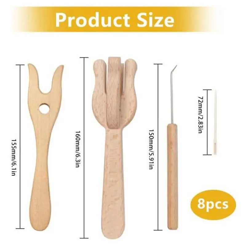 Lucet Tool 4Pcs Braided Tools For DIY Knitting Crafts Portable Knitting Fork Set With Big Eye Needle Wooden Fork Braider And