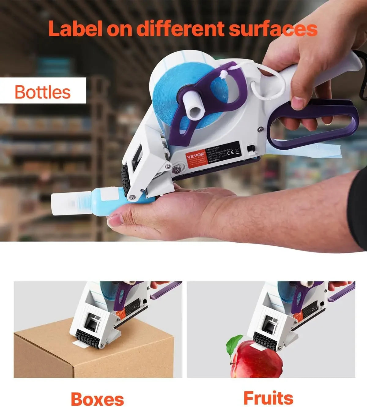 Manual Label Applicator , Portable Handheld Labeling Machine Supports 0.59-2.17" Label Width