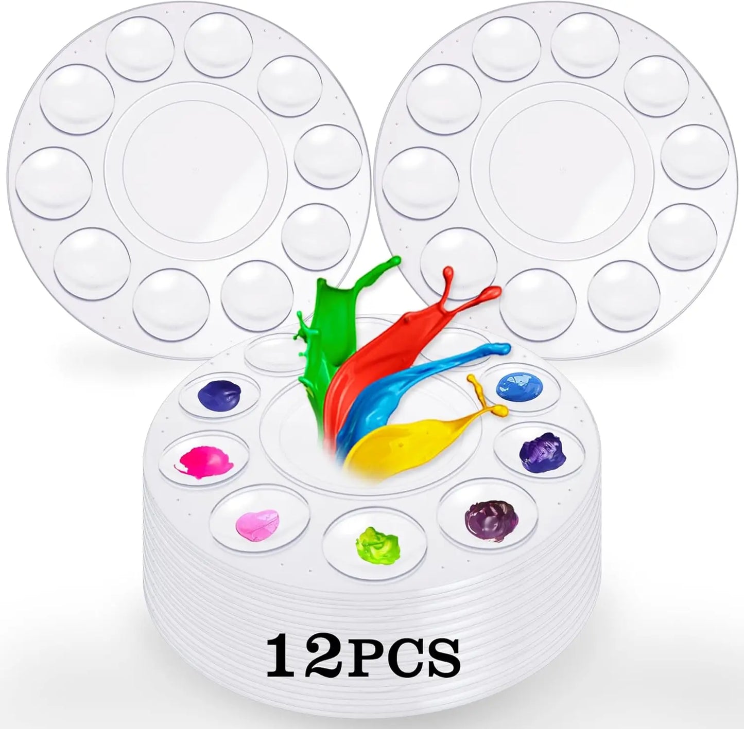 Art works and painting supplies,, plastic paint palettes for children or students to paint on school projects or in art classes