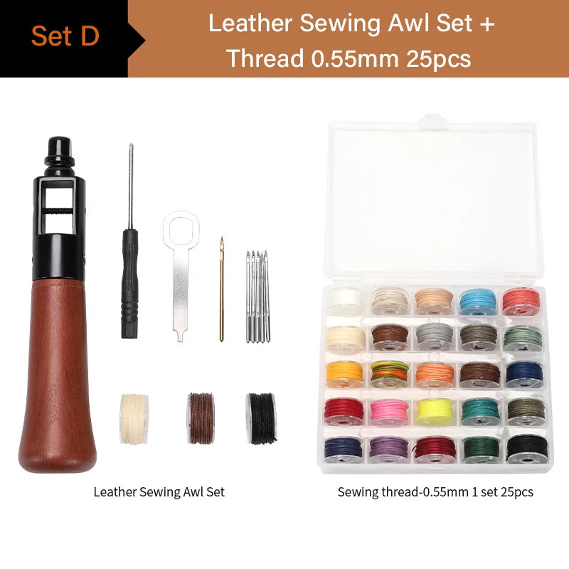 WUTA Leather Sewing Awl Thread Kit Hand Speedy Stitcher DIY Craft Working Tools Set Shoemaker Canvas Repair