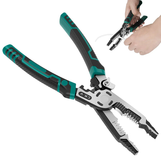 10 IN 1 Wire Stripper HCS Multifunctional Pliers Wire Crimper Cutting Deburring Tool for Electrician Industry Household