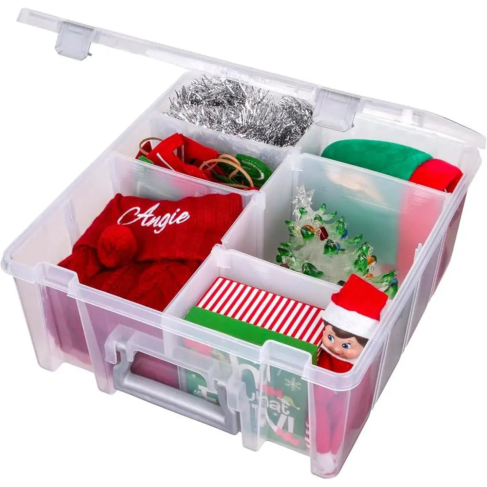 Super Satchel Storage Double Deep Compartment Portable Craft Organizer with Removable Dividers Home Office Holiday Supplies