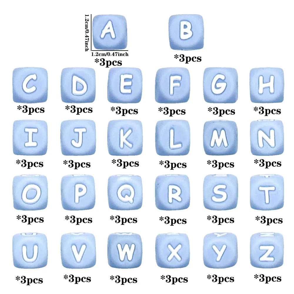 78pcs 12mm Silicone letter beads for DIY Key Chains Necklaces Bracelets Bag Chains Pen Beads Loose Beads Focus Bead