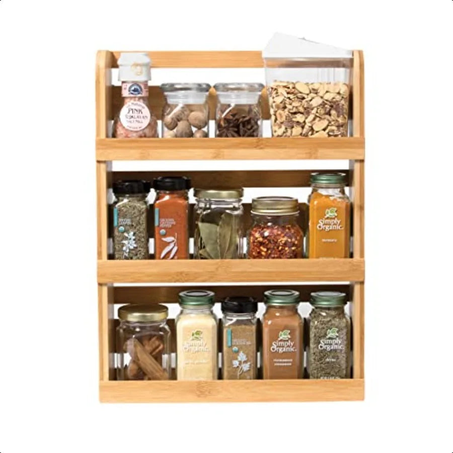 Bamboo Wood 3Tier Rack 8840 Space Saving 12" x 2.3" Vertical Storage Craft Supplies Attached Ring Hangers