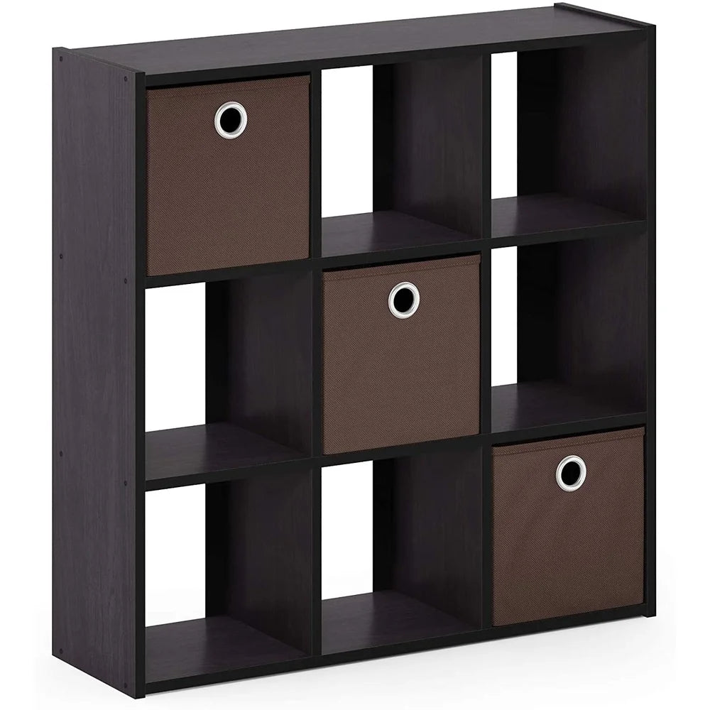 9-Cube Organizer with Foldable Bins Engineered Wood Storage Solution Toys Crafts Office Supplies and Home Decor