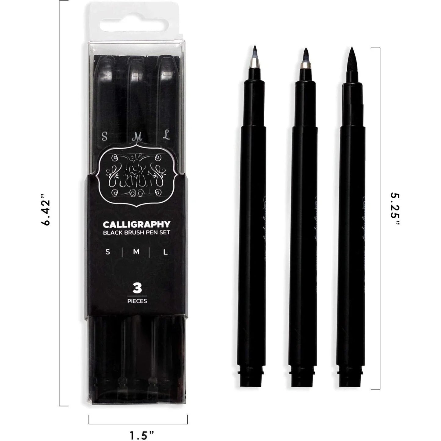 Calligraphy brush Bag 3 small, medium, and large marker hand lettering, art painting,