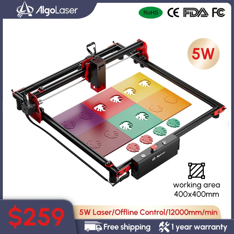 Algo laser Laser Engraver Large Area 40x85cm/40x40cm Laser output power 5W/10W Woodworking Laser Cutter Machine for Wood Metal