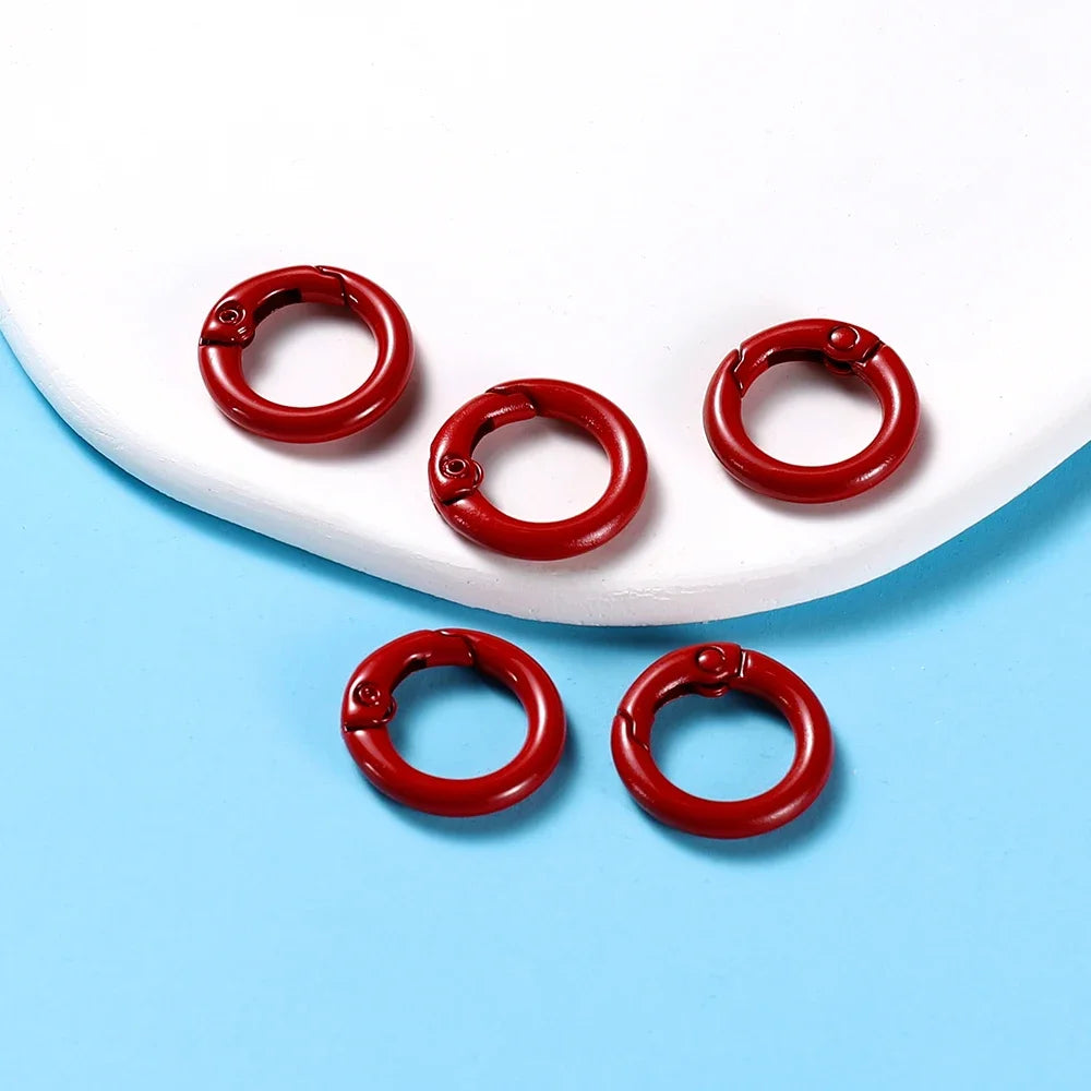 5Pcs/Lot 21 Colors Metal O Ring Spring Clasp Metal O Ring Spring ClaspKeychain Clips Hook Dog Chain DIY Jewelry Buckle Connector