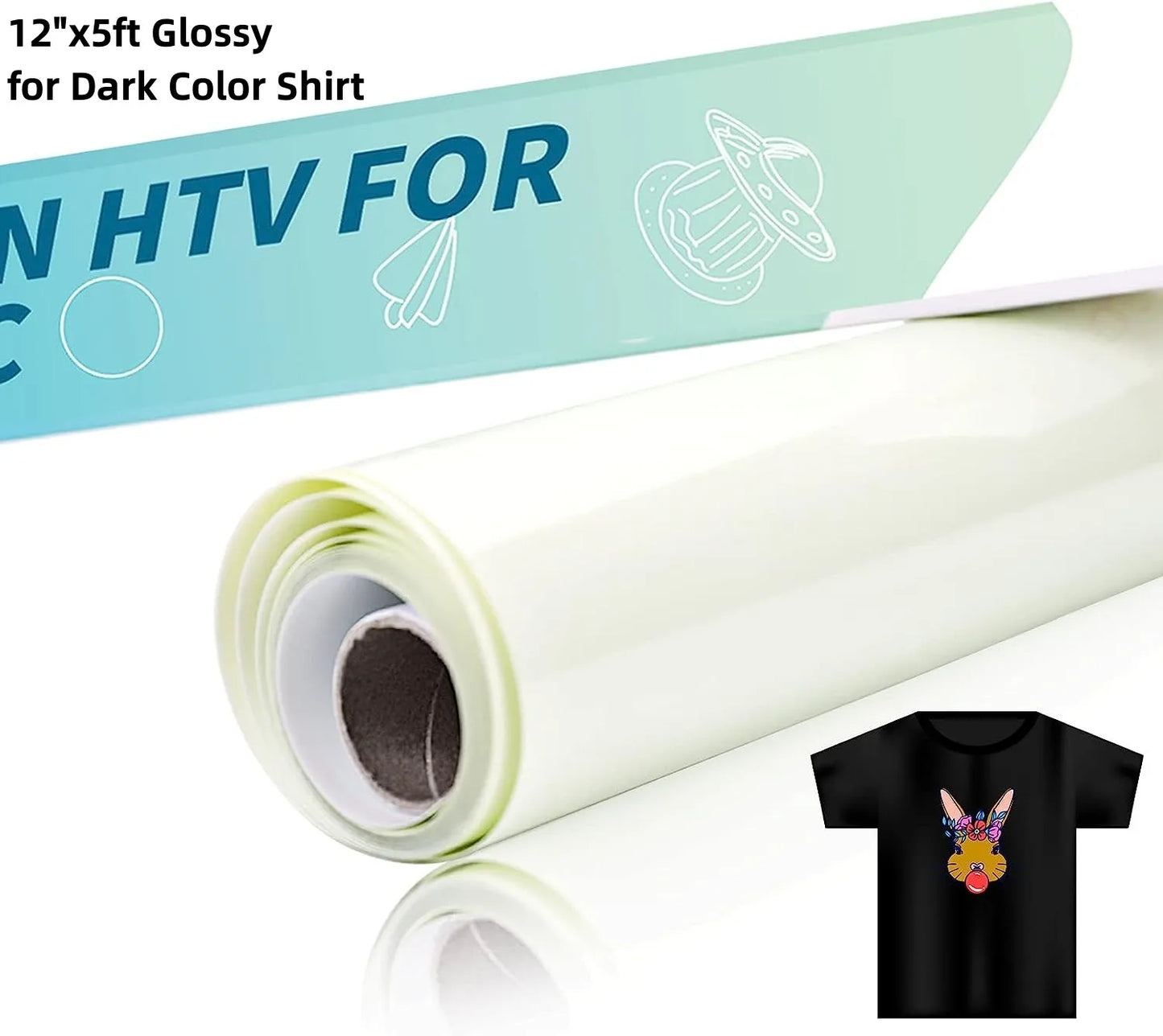 HTVRONT 12inX5FT Sublimation HTV Vinyl for Dark/Light Colored Shirts Dye Sub Heat Transfer Vinyl for Sublimation Cotton Fabric