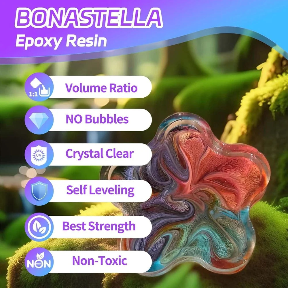 Epoxy Resin Kit 1 Gallon Crystal Clear Art Coating Jewelry DIY River Table Countertop Non Toxic Self Leveling UV Resistant