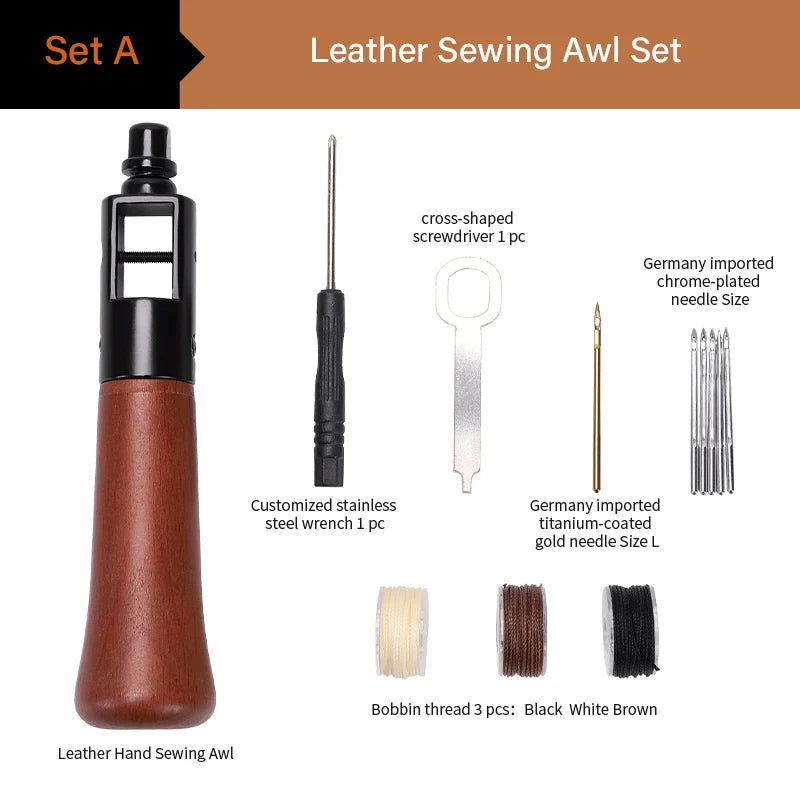 WUTA Leather Sewing Awl Thread Kit Hand Speedy Stitcher DIY Craft Working Tools Set Shoemaker Canvas Repair