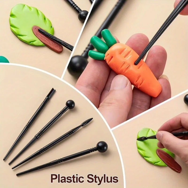 24PCSwith Feather Detail Tools for Carving, Modeling, Dotting DY Polymer Clay