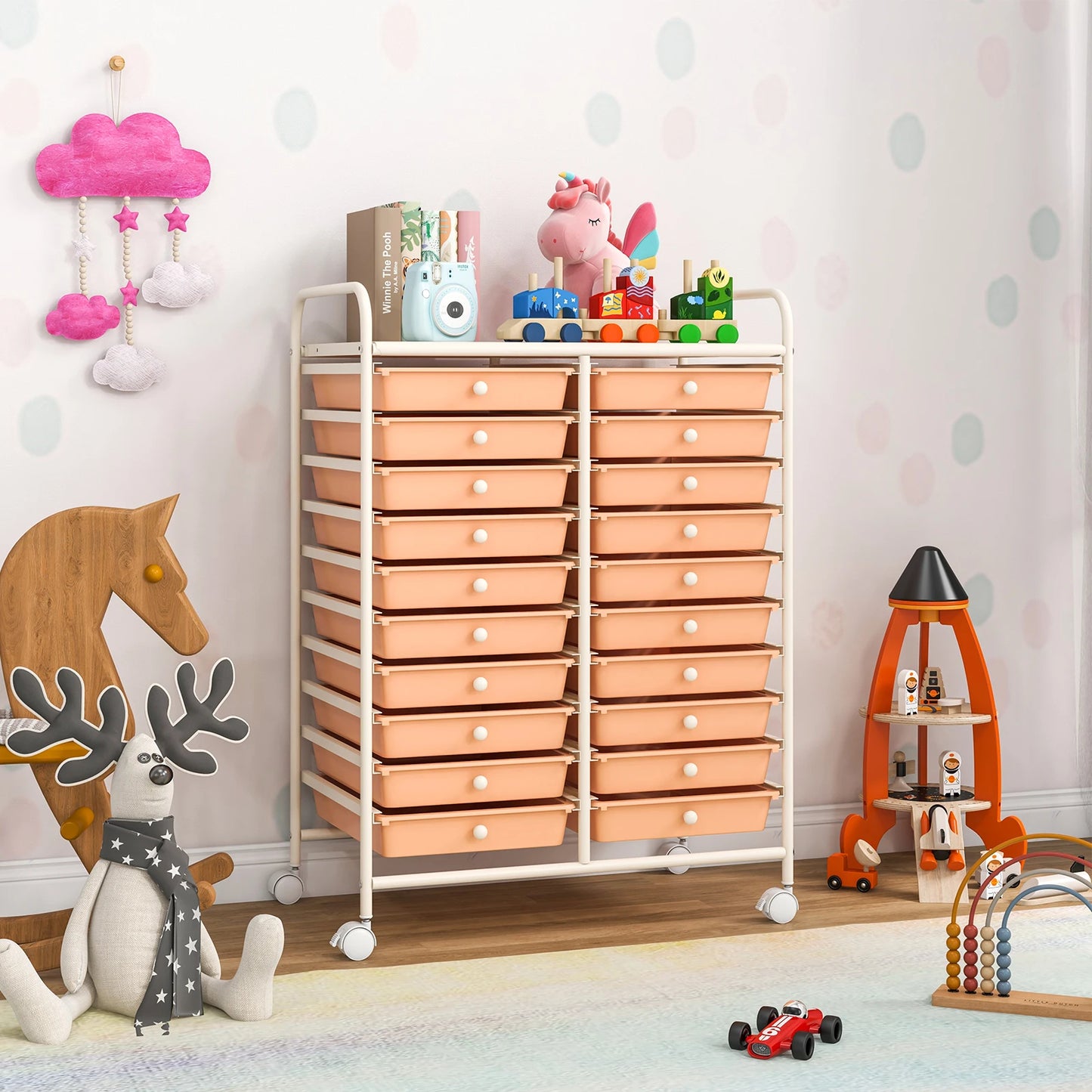 20 Drawers Rolling Storage Cart Art Craft Organizer on Wheels Multipurpose