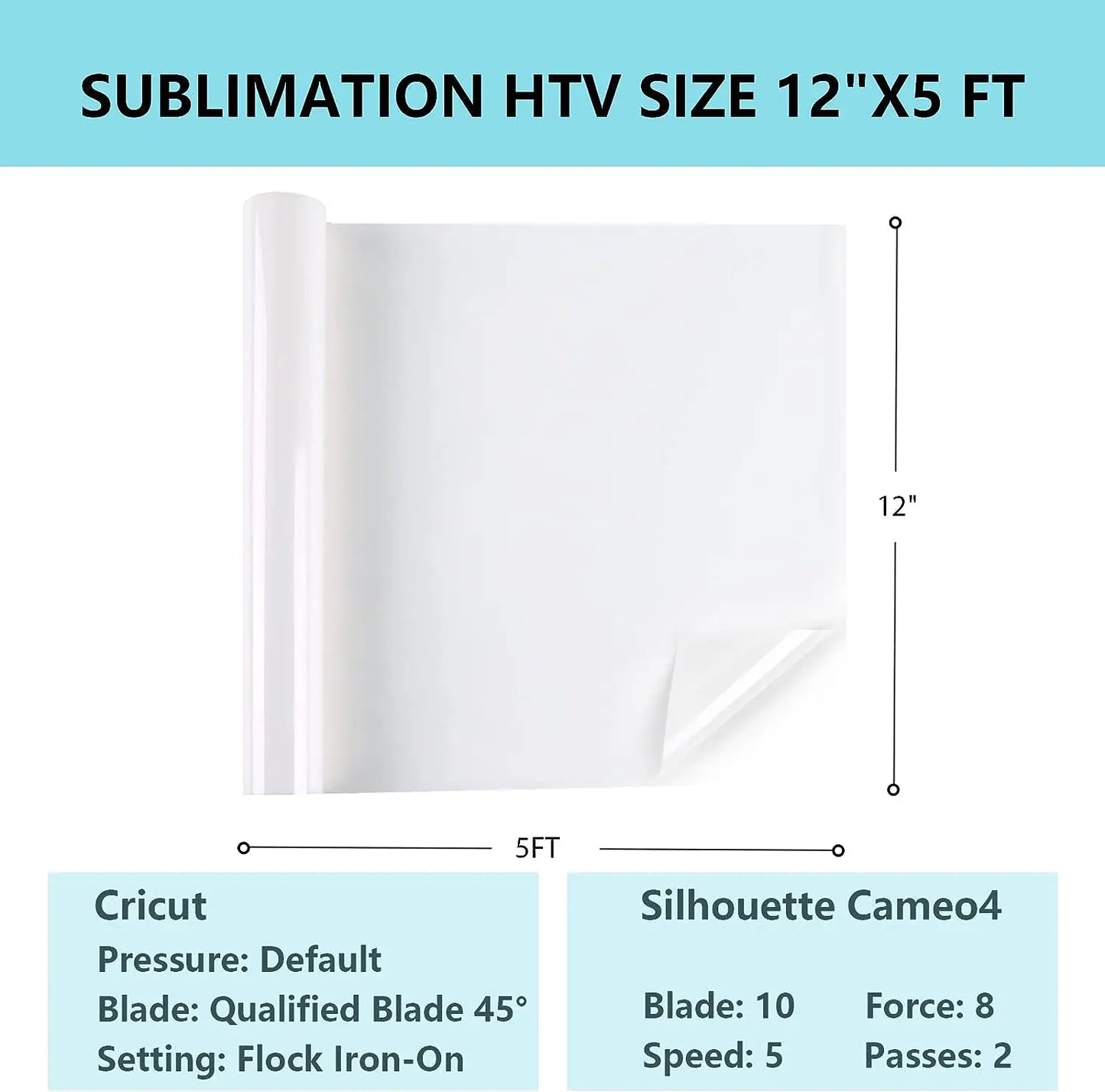 HTVRONT 12inX5FT Sublimation HTV Vinyl for Dark/Light Colored Shirts Dye Sub Heat Transfer Vinyl for Sublimation Cotton Fabric