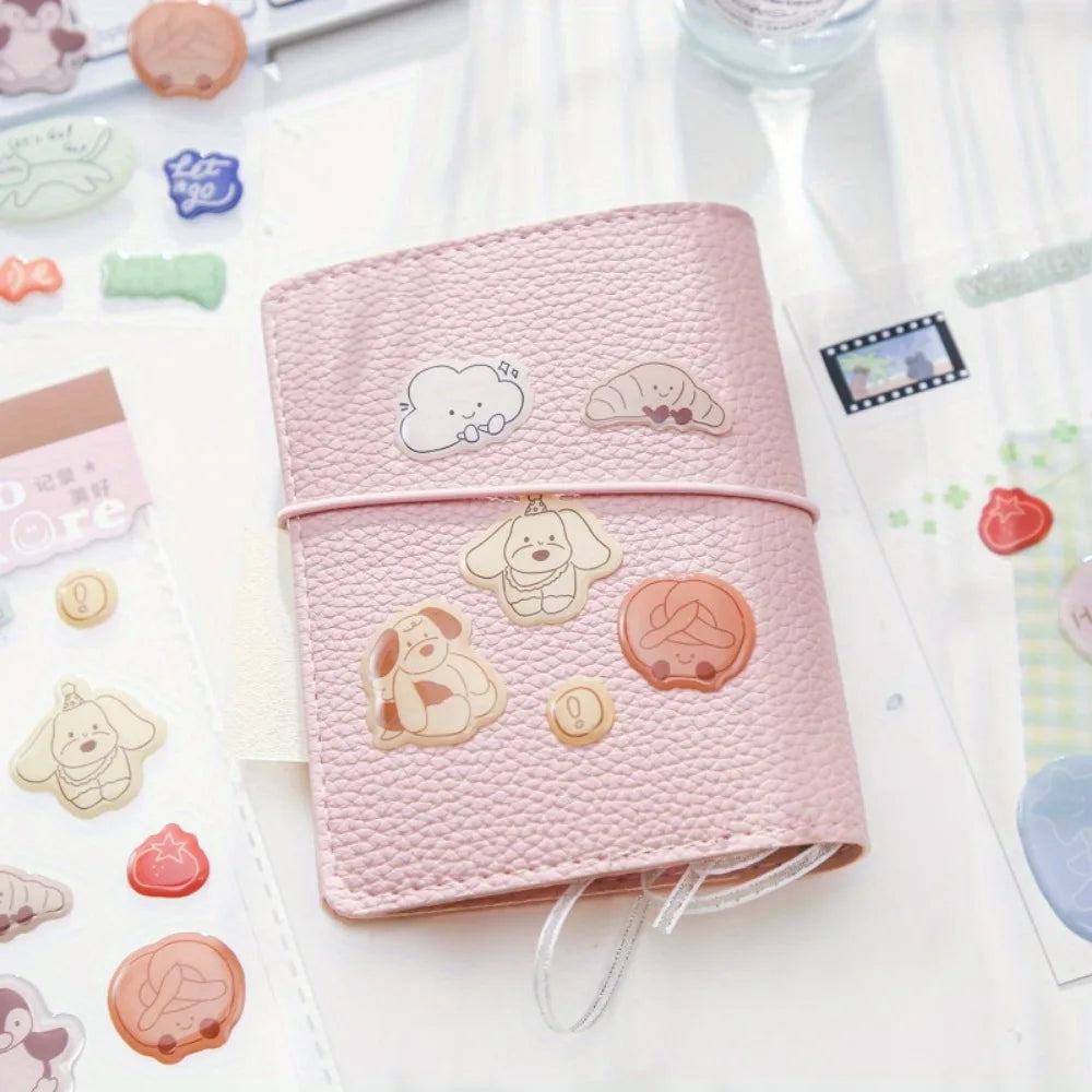 60 pieces of 4 epoxy flat account stickers in Korean cute style, DIY handbook decoration material goo card stickers