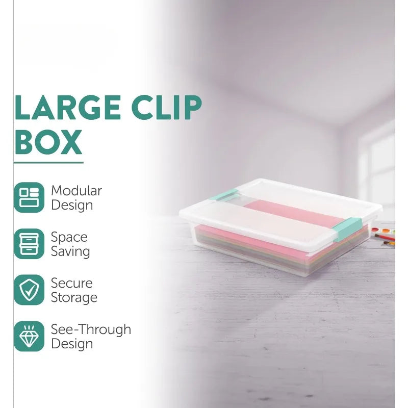 6-Pack Clip Box, Clear Storage for Crafts, Supplies and Office Items, Large