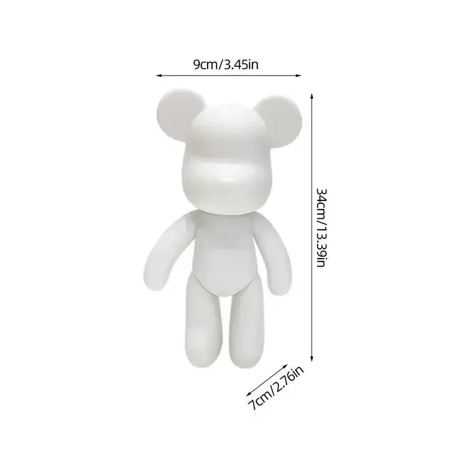 DIY Graffiti Painted Fluid Violent Bear White Body Ornaments Model Creative Home Desktop Decorations Handmade Doll Figurine Toys