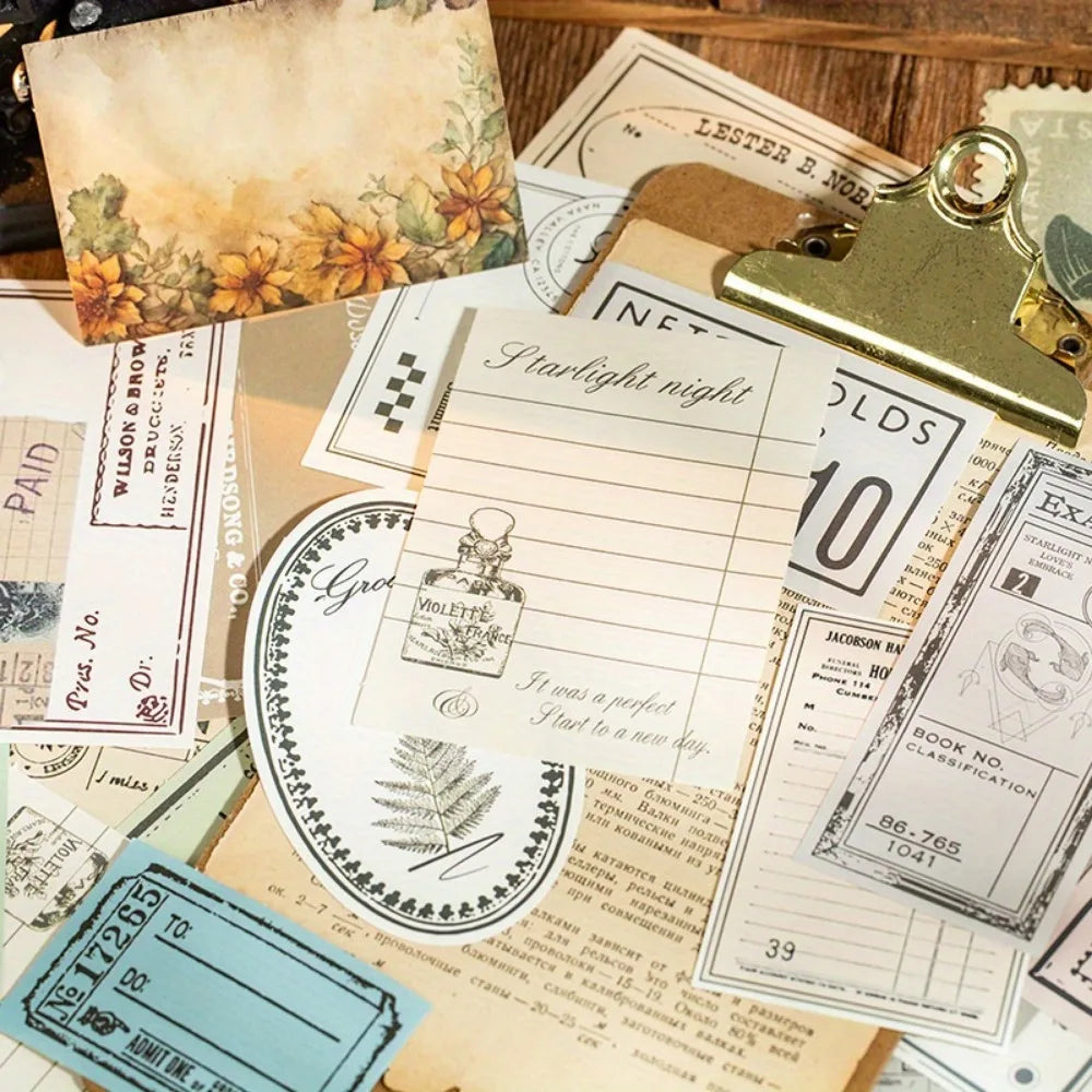 800pcs 4 Vintage Ephemera Pack for Junk Journaling & Scrapbooking (Light Retro DIY Kit)