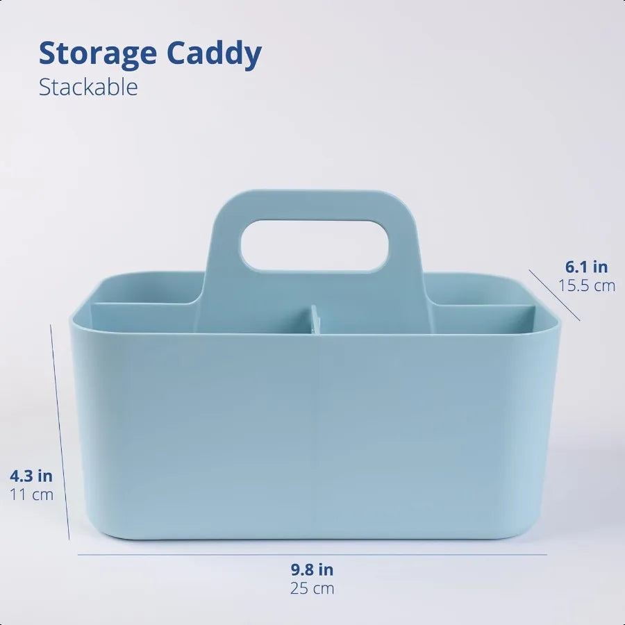 Stackable Organizer Caddy Portable Tote for Bathroom Office Crafts or School Supplies Rectangle Blue