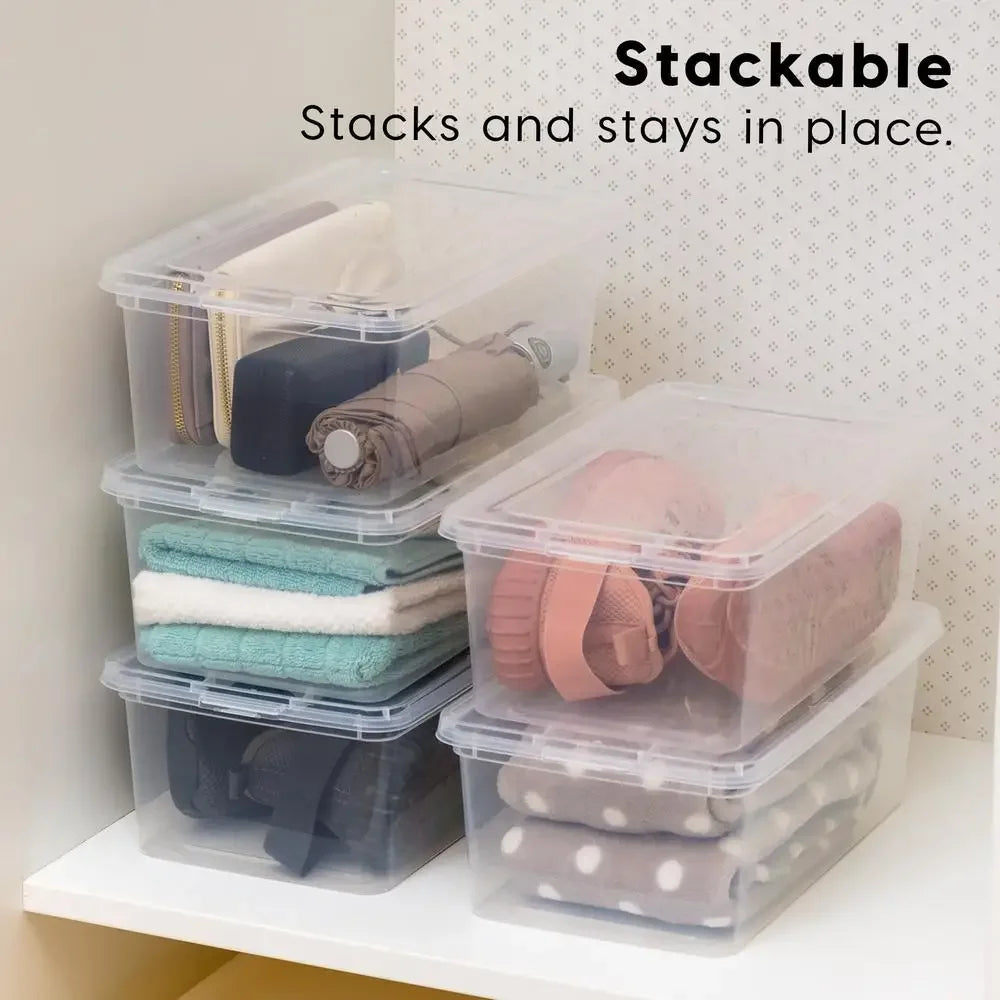 5 Qt. Clear Stackable Storage Bins with Lids Multipurpose Containers 20Pk Durable Modern Design Ideal Clothes Crafts and More